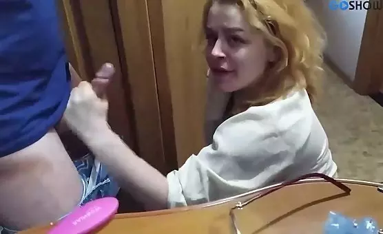 POV Eyeglasses Bitch Giving Blowjob to CockStarved Man